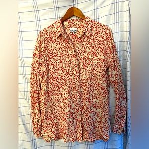 Cream and red button down